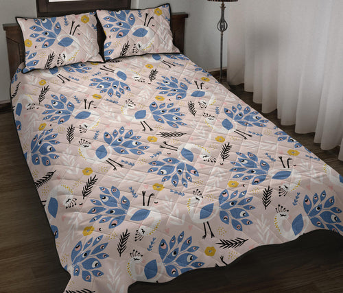 Cute peacock pattern Quilt Bed Set