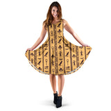 Egypt Hieroglyphics Pattern Print Design 02 Sleeveless Midi Dress