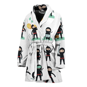 Cute Ninja Katana Sword Pattern Women'S Bathrobe