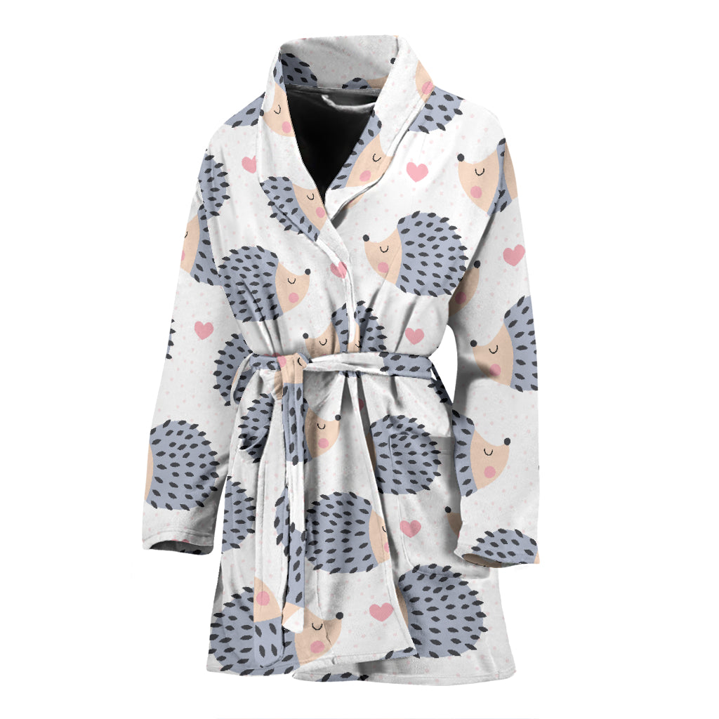 Hedgehog Pattern Print Design 04 Women's Bathrobe