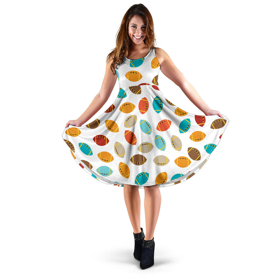 Colorful American Football Ball Pattern Sleeveless Midi Dress
