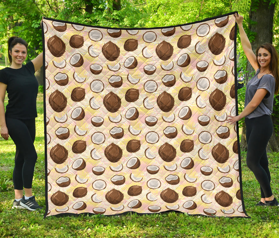 Coconut Pattern Print Design 05 Premium Quilt