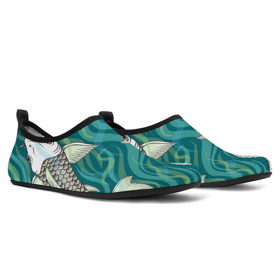 Koi Fish Carp Fish Lotus Pattern Aqua Shoes