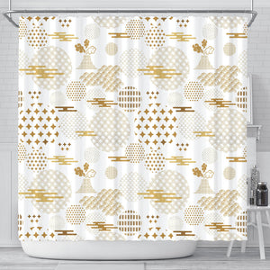Beautiful Gold Japanese Pattern Shower Curtain Fulfilled In US