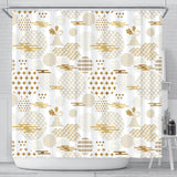 Beautiful Gold Japanese Pattern Shower Curtain Fulfilled In US