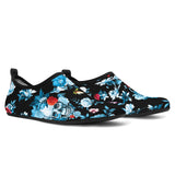 Skull Flower Roses Leave Pattern Aqua Shoes