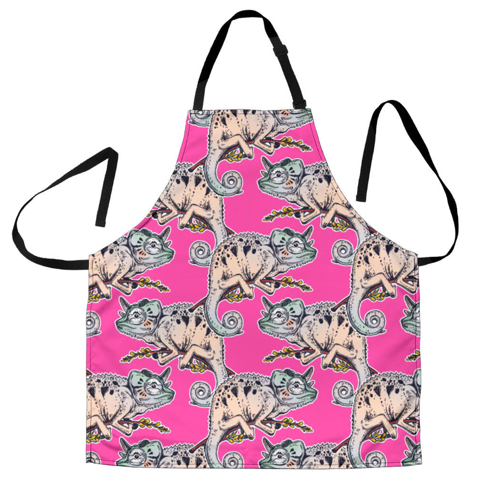 Chameleon Lizard Pattern Pink Background Adjustable Apron