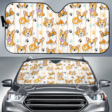 Cute Dog Corgi Striped Background Pattern Car Sun Shade