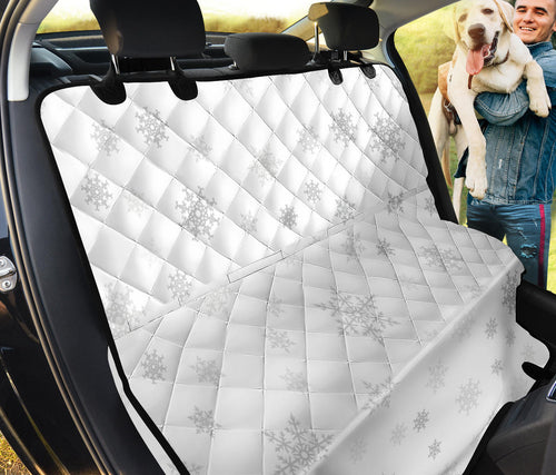 Snowflake Pattern White Background Dog Car Seat Covers