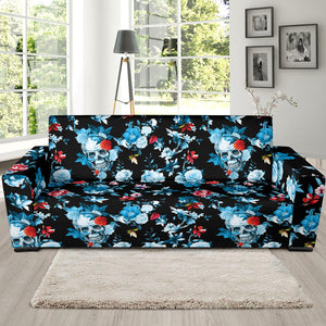Skull Flower Roses Leave Pattern Sofa Slipcover