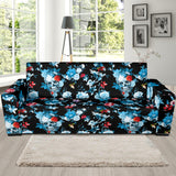 Skull Flower Roses Leave Pattern Sofa Slipcover