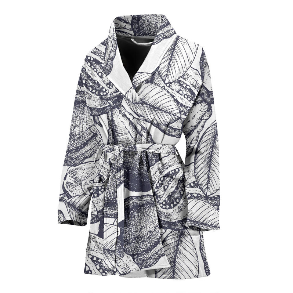 Guava Tropical Hand Drawn Pattern Women'S Bathrobe