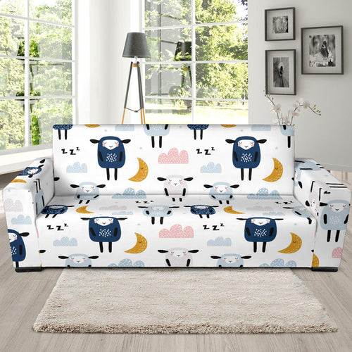 Cute Sleeping Sheep Moon Cloud Pattern Sofa Slipcover