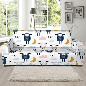 Cute Sleeping Sheep Moon Cloud Pattern Sofa Slipcover
