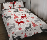 Deer tree snowflakes chrismas pattern Quilt Bed Set