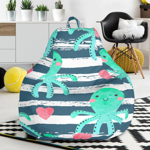 Cute Octopuses Heart Striped Background Bean Bag Cover