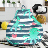Cute Octopuses Heart Striped Background Bean Bag Cover