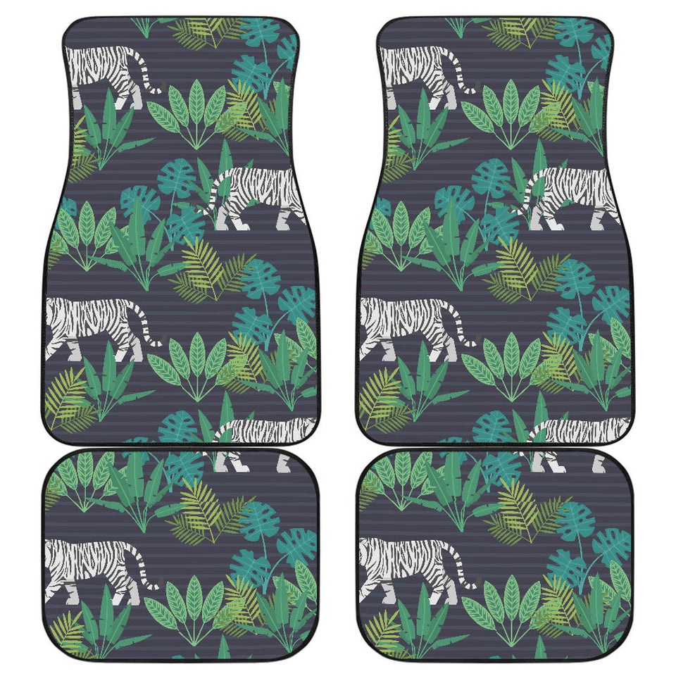 White Bengal Tigers Tropical Plant Front And Back Car Mats
