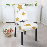 Hand Drawn Gold Black Star Pattern Dining Chair Slipcover