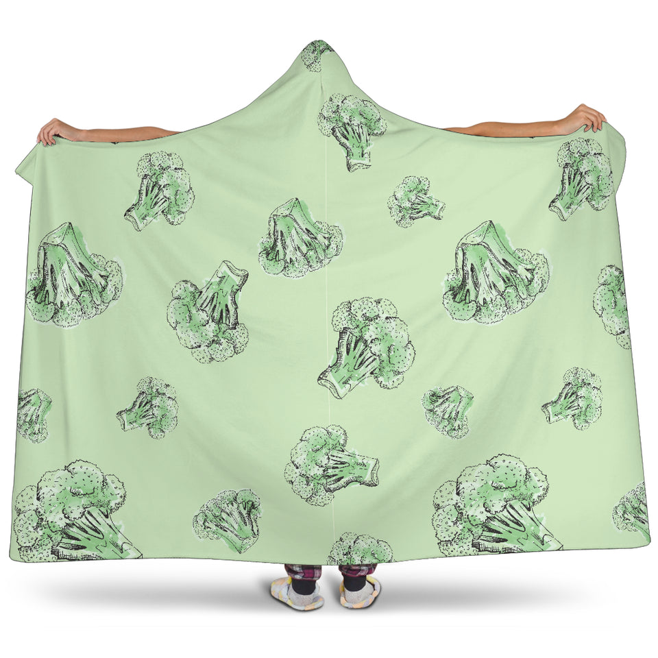 Broccoli Sketch Pattern Hooded Blanket