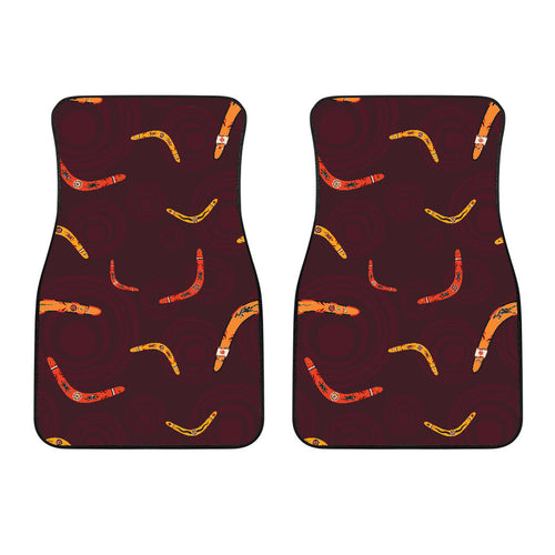 Boomerang Australian Aboriginal Ornament Circle Black Background  Front Car Mats