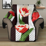 red and white tulips pattern Recliner Cover Protector