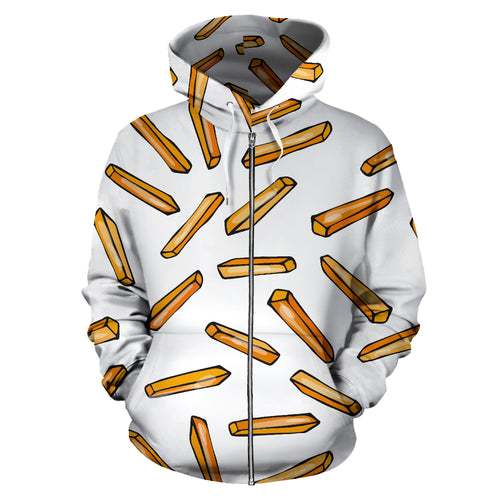 French Fries Potato Pattern Zip Up Hoodie