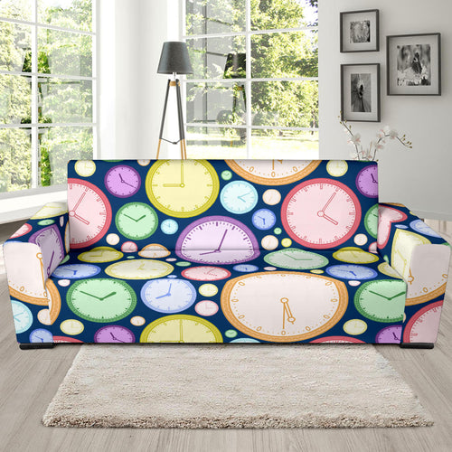Colorful Clock Background Sofa Slipcover