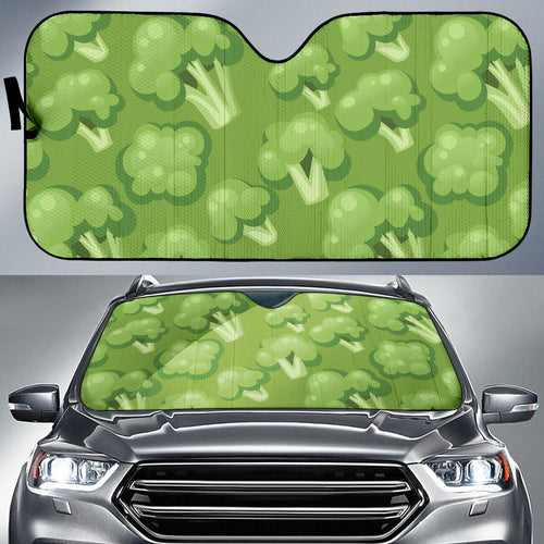 Broccoli Pattern Green Background Car Sun Shade