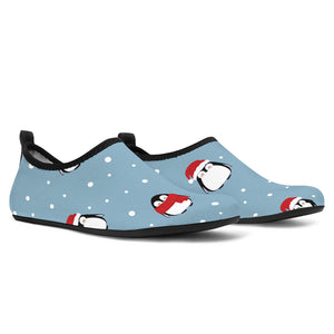 Cute Penguin Christmas Snow Pattern Aqua Shoes