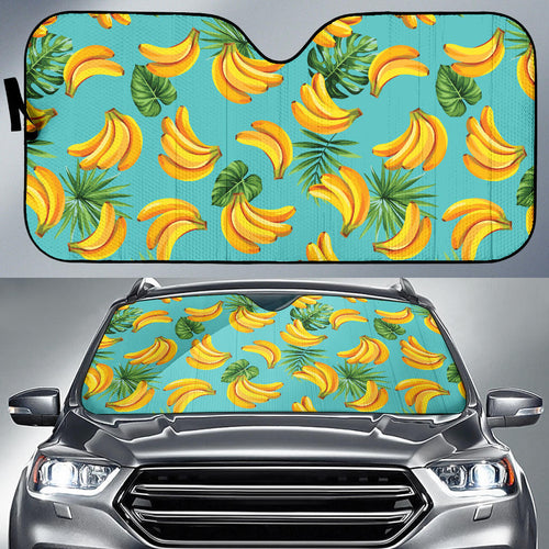 Banana Palm Leaves Pattern Background Car Sun Shade