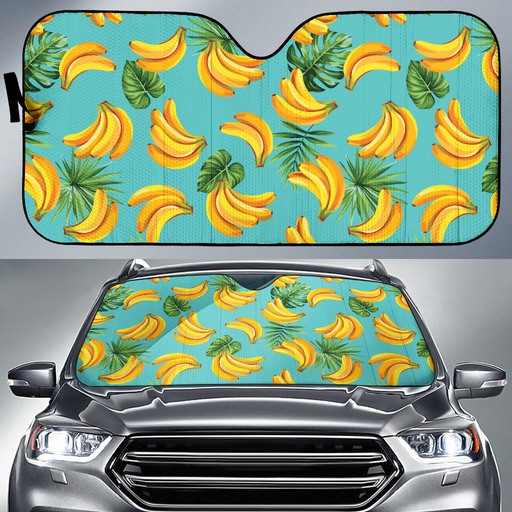 Banana Palm Leaves Pattern Background Car Sun Shade