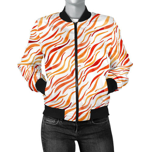 Fire Flame Watercolor Pattern Women'S Bomber Jacket