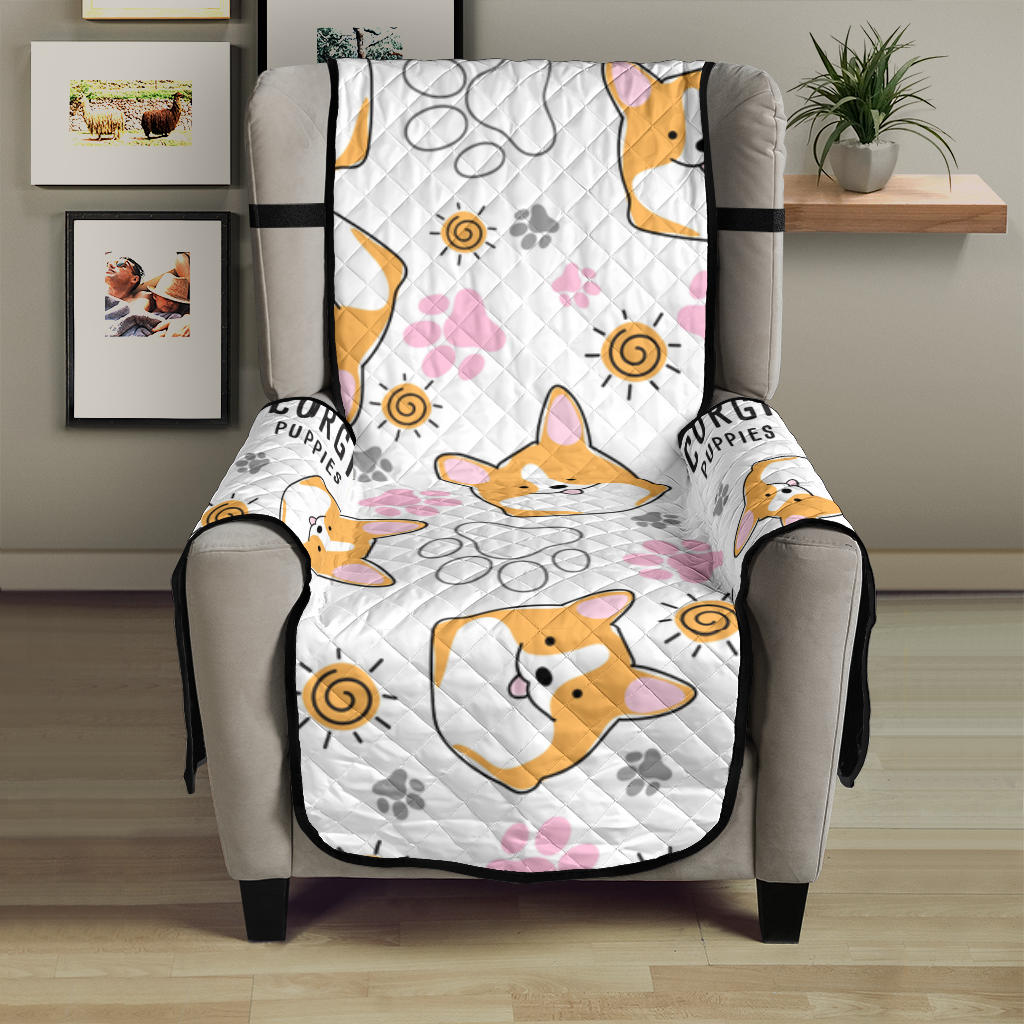 Corgi Dog Pattern Chair Cover Protector