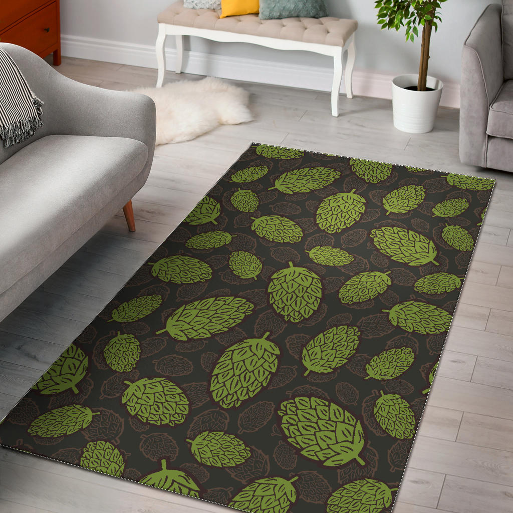 Hop Pattern Black Background Area Rug