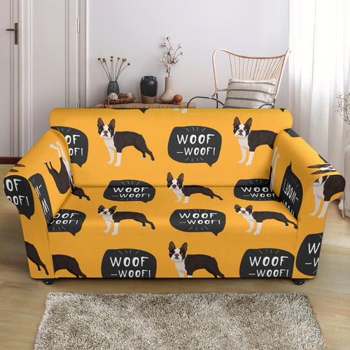 Boston Terrier Design Pattern Loveseat Couch Slipcover
