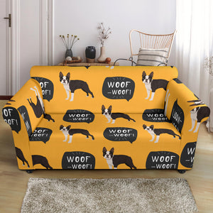 Boston Terrier Design Pattern Loveseat Couch Slipcover