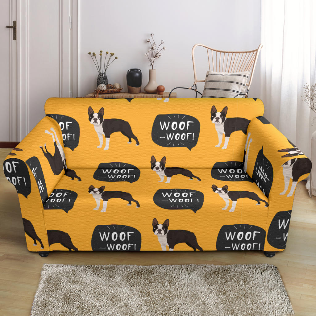 Boston Terrier Design Pattern Loveseat Couch Slipcover