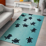 Sea Turtle With Blue Ocean Backgroud Area Rug