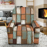 Wood Printed Pattern Print Design 02 Recliner Chair Slipcover