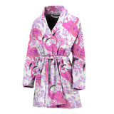 Pink Flamingo Flower Pattern Women'S Bathrobe