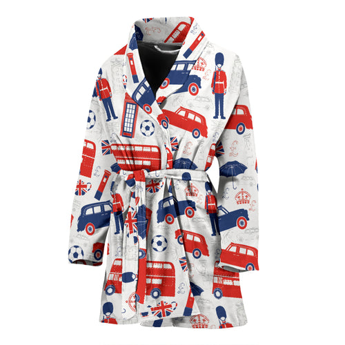 British Pattern Print Design 03 Women's Bathrobe