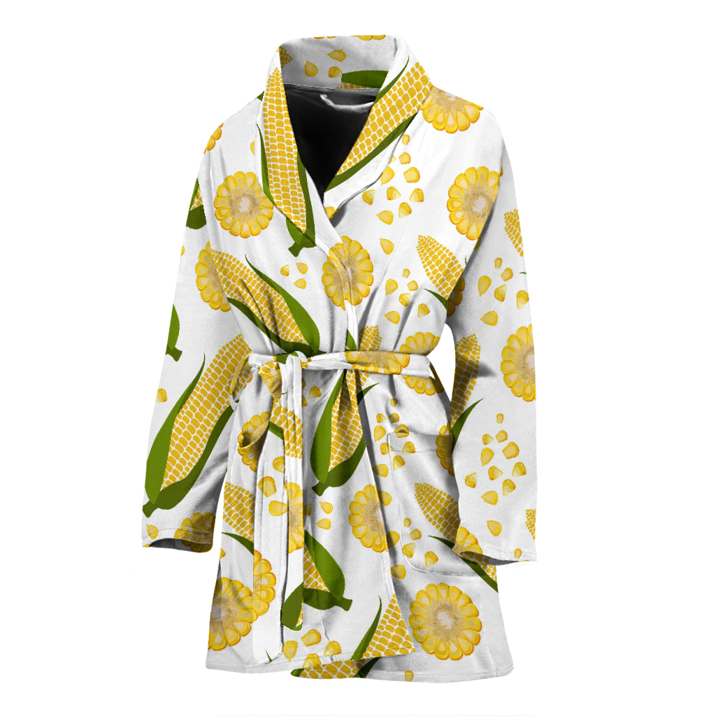 Corn Pattern Print Design 05 Women's Bathrobe