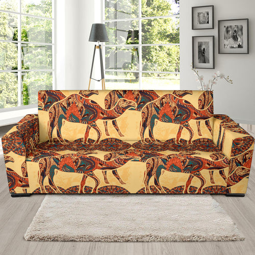 Camel Polynesian Tribal Design Pattern Sofa Slipcover