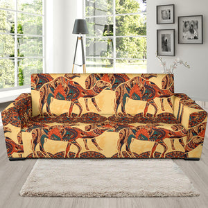 Camel Polynesian Tribal Design Pattern Sofa Slipcover