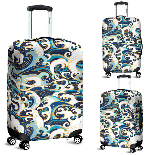 Japanese Wave Pattern Luggage Covers