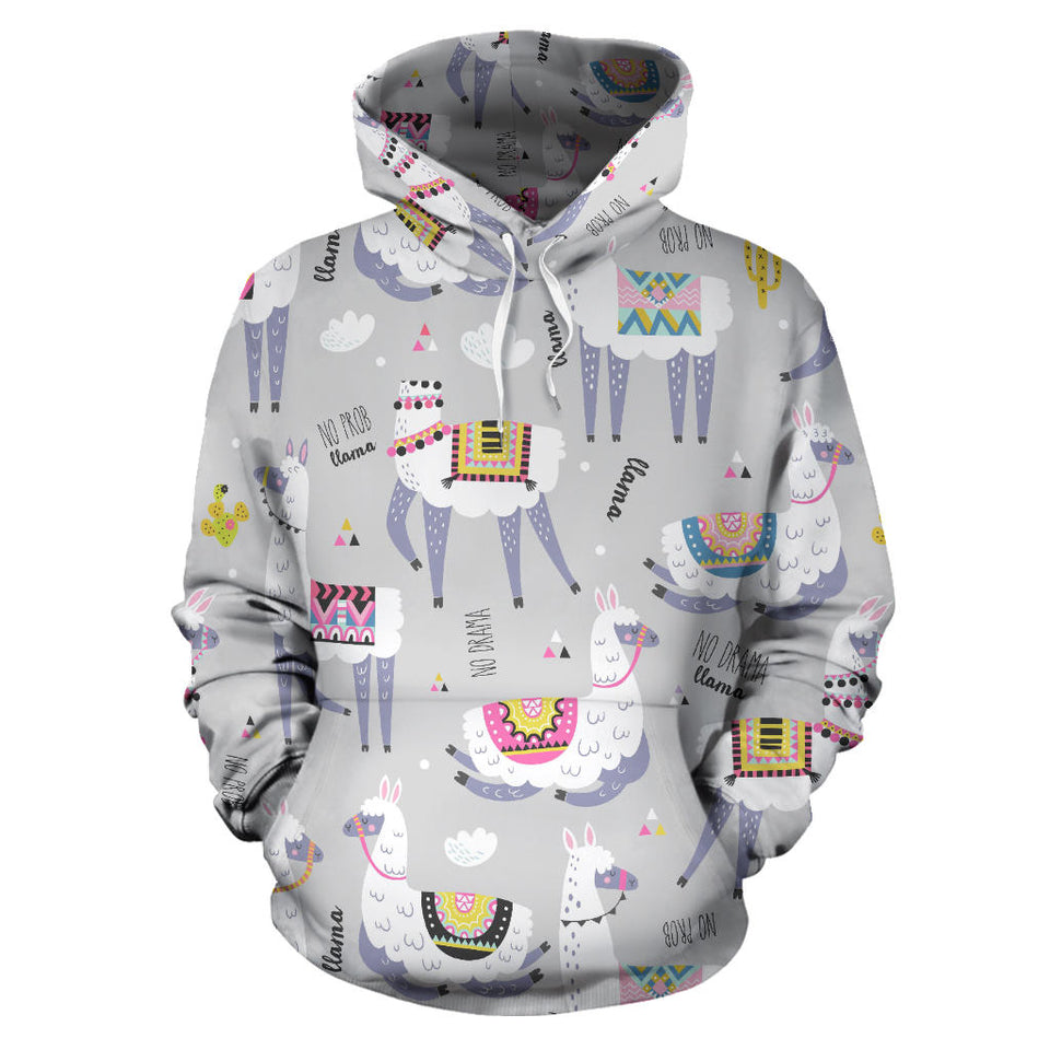Cute Llama Alpaca Pattern Men Women Pullover Hoodie