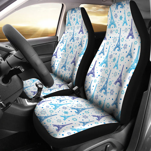Eiffel Tower Theme Pattern Print Design 01 Universal Fit Car Seat Covers