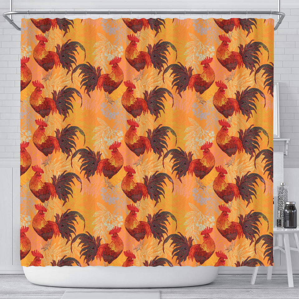 Red Rooster Chicken Cock Pattern Shower Curtain Fulfilled In US