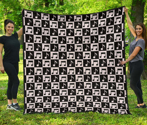 Music Notes Pattern Print Design 01 Premium Quilt